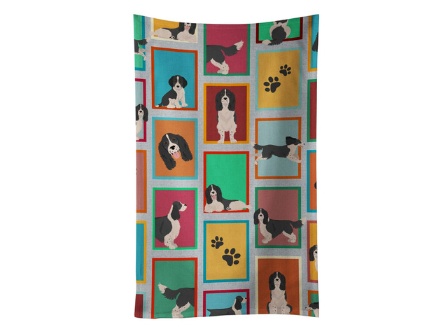 Lots of Black and White English Springer Spaniel Kitchen Towel Dish Cloths Guest Hand Towel Decorative Bathroom Towel for Face,Tea, Dishcloth,...
