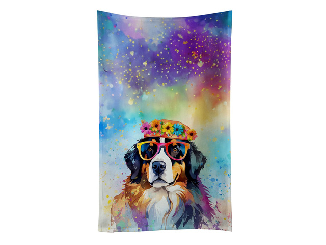 Bernese Mountain Dog Hippie Dawg Kitchen Towel Dish Cloths Guest Hand Towel Decorative Bathroom Towel for Face,Tea, Dishcloth, Kitchen and Bath
