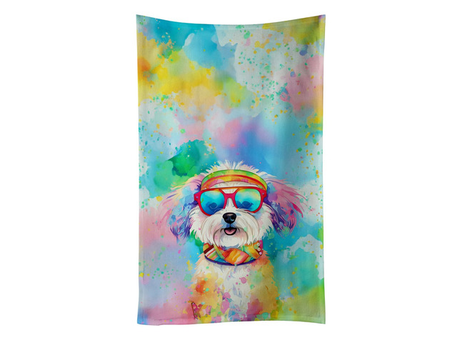 Bichon Frise Hippie Dawg Kitchen Towel Dish Cloths Guest Hand Towel Decorative Bathroom Towel for Face,Tea, Dishcloth, Kitchen and Bath
