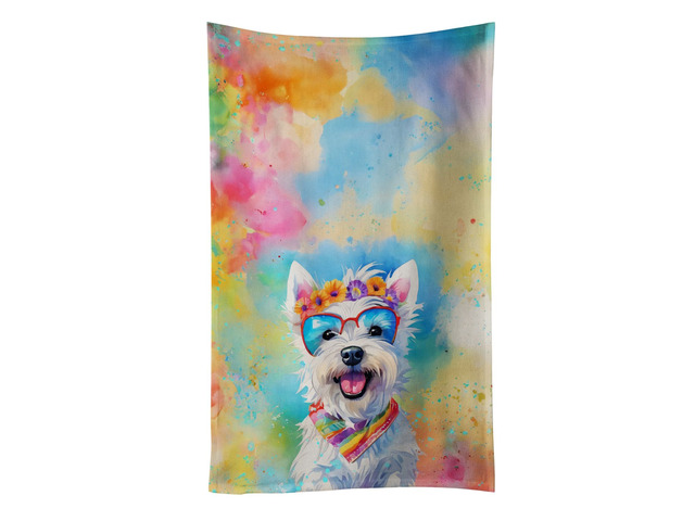 Westie Hippie Dawg Kitchen Towel Dish Cloths Guest Hand Towel Decorative Bathroom Towel for Face,Tea, Dishcloth, Kitchen and Bath