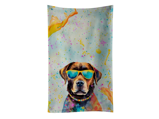 Chocolate Labrador Hippie Dawg Kitchen Towel Dish Cloths Guest Hand Towel Decorative Bathroom Towel for Face,Tea, Dishcloth, Kitchen and Bath