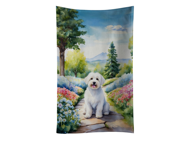 Coton de Tulear Spring Path Kitchen Towel Dish Cloths Guest Hand Towel Decorative Bathroom Towel for Face,Tea, Dishcloth, Kitchen and Bath