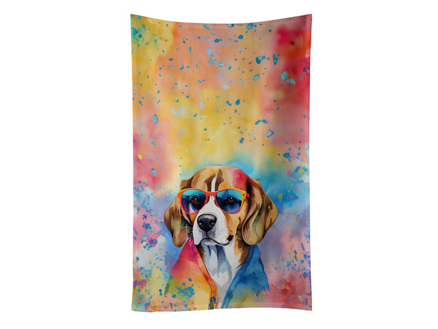 Beagle Hippie Dawg Kitchen Towel Dish Cloths Guest Hand Towel Decorative Bathroom Towel for Face,Tea, Dishcloth, Kitchen and Bath