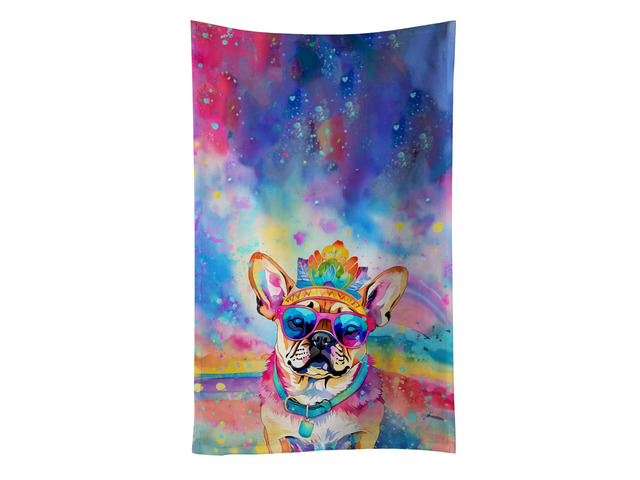 Pug Hippie Dawg Kitchen Towel Dish Cloths Guest Hand Towel Decorative Bathroom Towel for Face,Tea, Dishcloth, Kitchen and Bath