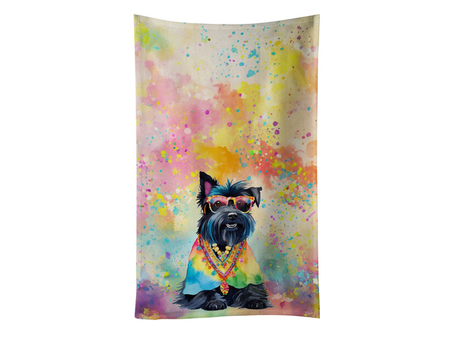 Scottish Terrier Hippie Dawg Kitchen Towel Dish Cloths Guest Hand Towel Decorative Bathroom Towel for Face,Tea, Dishcloth, Kitchen and Bath