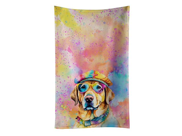 Yellow Labrador Hippie Dawg Kitchen Towel Dish Cloths Guest Hand Towel Decorative Bathroom Towel for Face,Tea, Dishcloth, Kitchen and Bath