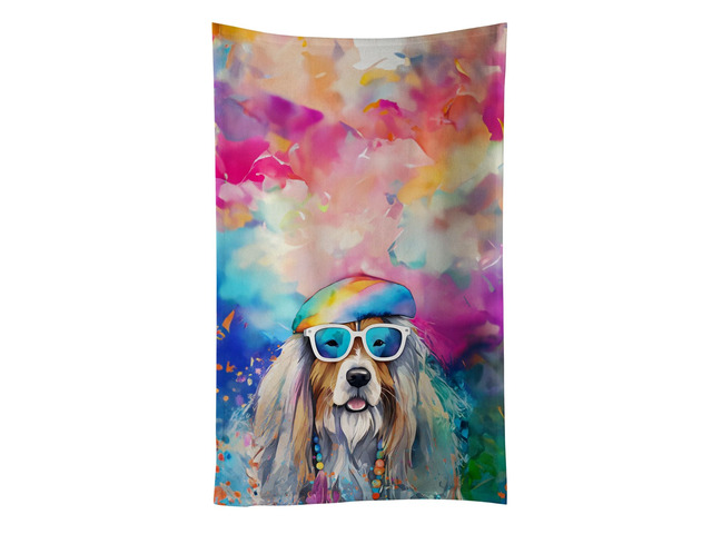 Bearded Collie Hippie Dawg Kitchen Towel Dish Cloths Guest Hand Towel Decorative Bathroom Towel for Face,Tea, Dishcloth, Kitchen and Bath