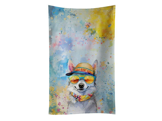 Alaskan Klee Kai Hippie Dawg Kitchen Towel Dish Cloths Guest Hand Towel Decorative Bathroom Towel for Face,Tea, Dishcloth, Kitchen and Bath