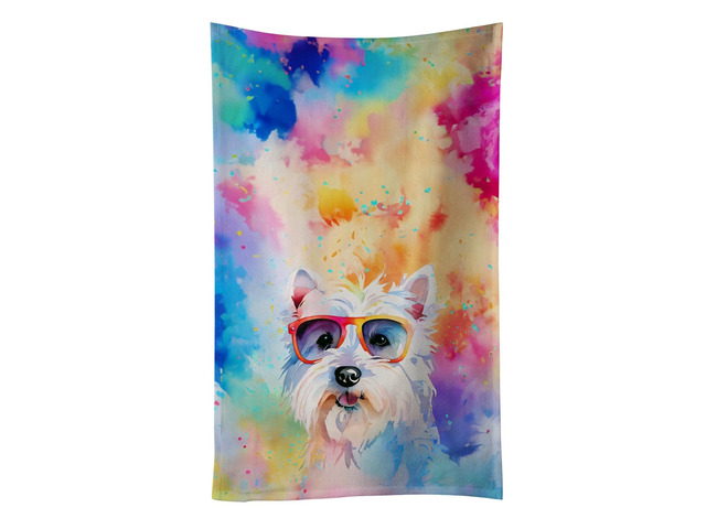 Westie Hippie Dawg Kitchen Towel Dish Cloths Guest Hand Towel Decorative Bathroom Towel for Face,Tea, Dishcloth, Kitchen and Bath