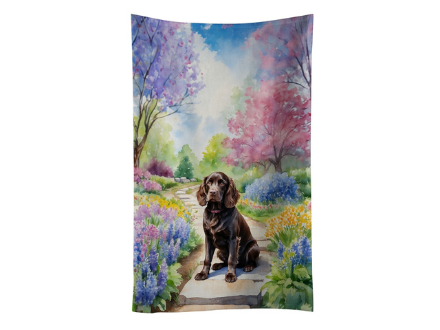 Boykin Spaniel Spring Path Kitchen Towel Dish Cloths Guest Hand Towel Decorative Bathroom Towel for Face,Tea, Dishcloth, Kitchen and Bath