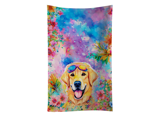 Yellow Labrador Hippie Dawg Kitchen Towel Dish Cloths Guest Hand Towel Decorative Bathroom Towel for Face,Tea, Dishcloth, Kitchen and Bath