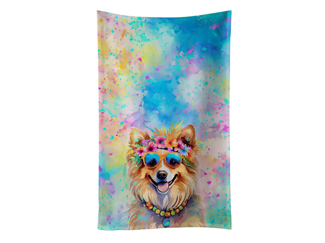 Pomeranian Hippie Dawg Kitchen Towel Dish Cloths Guest Hand Towel Decorative Bathroom Towel for Face,Tea, Dishcloth, Kitchen and Bath