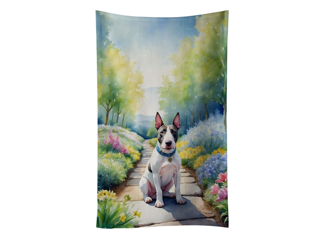 NEW Bull Terrier Spring Path Kitchen Towel Dish Cloths Guest Hand Towel Decorative Bathroom Towel for Face,Tea, Dishcloth, Kitchen and Bath