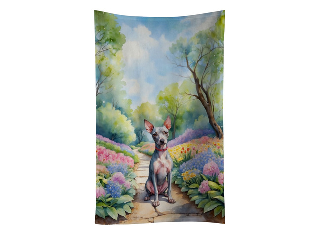 American Hairless Terrier Spring Garden Kitchen Towel Dish Cloths Guest Hand Towel Decorative Bathroom Towel for Face,Tea, Dishcloth, Kitchen and Bath