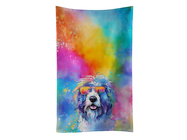 Old English Sheepdog Hippie Dawg Kitchen Towel Dish Cloths Guest Hand Towel Decorative Bathroom Towel for Face,Tea, Dishcloth, Kitchen and Bath