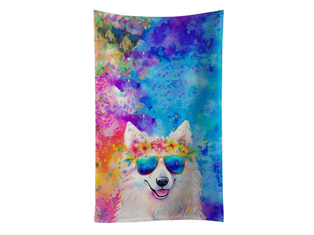 Samoyed Hippie Dawg Kitchen Towel Dish Cloths Guest Hand Towel Decorative Bathroom Towel for Face,Tea, Dishcloth, Kitchen and Bath