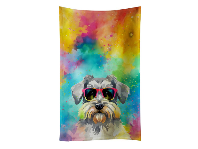 Schnauzer Hippie Dawg Kitchen Towel Dish Cloths Guest Hand Towel Decorative Bathroom Towel for Face,Tea, Dishcloth, Kitchen and Bath