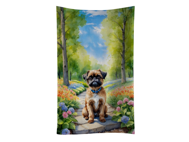 Brussels Griffon Spring Path Kitchen Towel Dish Cloths Guest Hand Towel Decorative Bathroom Towel for Face,Tea, Dishcloth, Kitchen and Bath