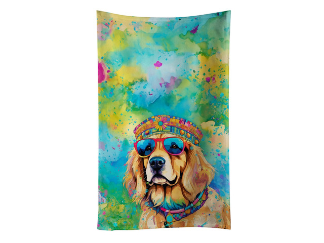 Golden Retriever Hippie Dawg Kitchen Towel Dish Cloths Guest Hand Towel Decorative Bathroom Towel for Face,Tea, Dishcloth, Kitchen and Bath