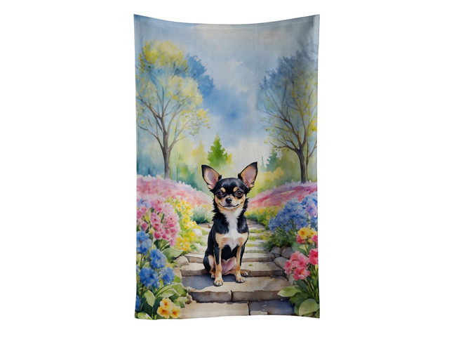 Chihuahua Spring Path Kitchen Towel Dish Cloths Guest Hand Towel Decorative Bathroom Towel for Face,Tea, Dishcloth, Kitchen and Bath