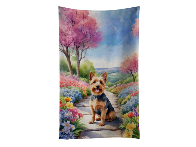 Australian Terrier Spring Garden Kitchen Towel Dish Cloths Guest Hand Towel Decorative Bathroom Towel for Face,Tea, Dishcloth, Kitchen and Bath