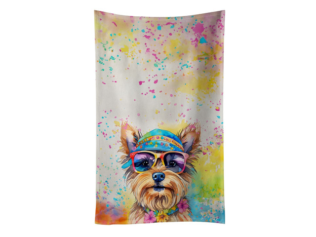 Yorkshire Terrier Hippie Dawg Kitchen Towel Dish Cloths Guest Hand Towel Decorative Bathroom Towel for Face,Tea, Dishcloth, Kitchen and Bath