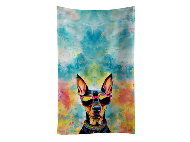Doberman Pinscher Hippie Dawg Kitchen Towel Dish Cloths Guest Hand Towel Decorative Bathroom Towel for Face,Tea, Dishcloth, Kitchen and Bath
