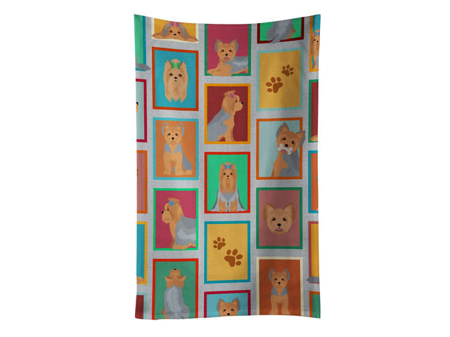 Lots of Blue and Tan Yorkie Kitchen Towel Dish Cloths Guest Hand Towel Decorative Bathroom Towel for Face,Tea, Dishcloth, Kitchen and Bath