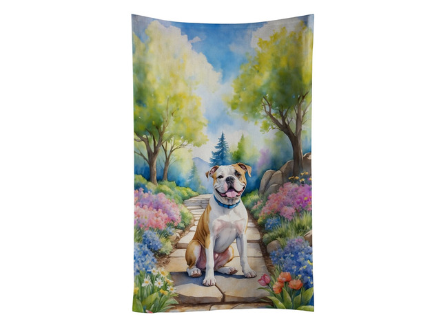 American Bulldog Spring Garden Kitchen Towel Dish Cloths Guest Hand Towel Decorative Bathroom Towel for Face,Tea, Dishcloth, Kitchen and Bath