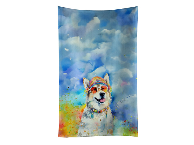 Alaskan Malamute Hippie Dawg Kitchen Towel Dish Cloths Guest Hand Towel Decorative Bathroom Towel for Face,Tea, Dishcloth, Kitchen and Bath