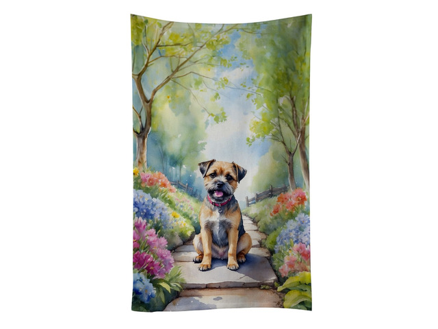 Border Terrier Spring Path Kitchen Towel Dish Cloths Guest Hand Towel Decorative Bathroom Towel for Face,Tea, Dishcloth, Kitchen and Bath