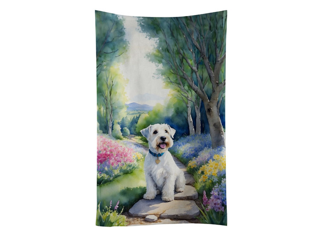 Sealyham Terrier Spring Path Kitchen Towel Dish Cloths Guest Hand Towel Decorative Bathroom Towel for Face,Tea, Dishcloth, Kitchen and Bath