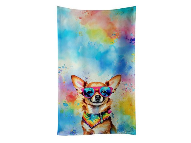 Chihuahua Hippie Dawg Kitchen Towel Dish Cloths Guest Hand Towel Decorative Bathroom Towel for Face,Tea, Dishcloth, Kitchen and Bath