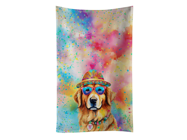 Golden Retriever Hippie Dawg Kitchen Towel Dish Cloths Guest Hand Towel Decorative Bathroom Towel for Face,Tea, Dishcloth, Kitchen and Bath