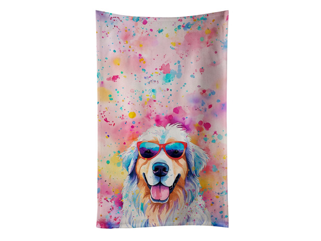 Great Pyrenees Hippie Dawg Kitchen Towel Dish Cloths Guest Hand Towel Decorative Bathroom Towel for Face,Tea, Dishcloth, Kitchen and Bath