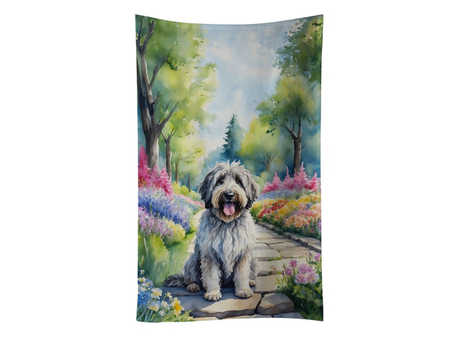 Bergamasco Sheepdog Spring Path Kitchen Towel Dish Cloths Guest Hand Towel Decorative Bathroom Towel for Face,Tea, Dishcloth, Kitchen and Bath