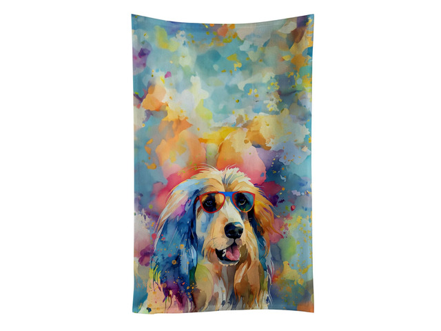 Afghan Hound Hippie Dawg Kitchen Towel Dish Cloths Guest Hand Towel Decorative Bathroom Towel for Face,Tea, Dishcloth, Kitchen and Bath