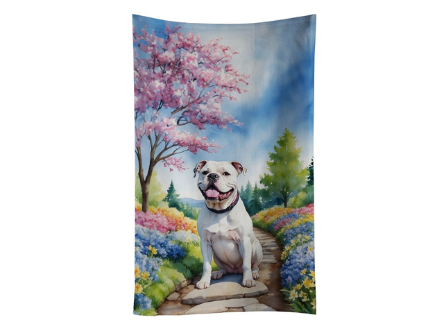 American Bulldog Spring Garden Kitchen Towel Dish Cloths Guest Hand Towel Decorative Bathroom Towel for Face,Tea, Dishcloth, Kitchen and Bath