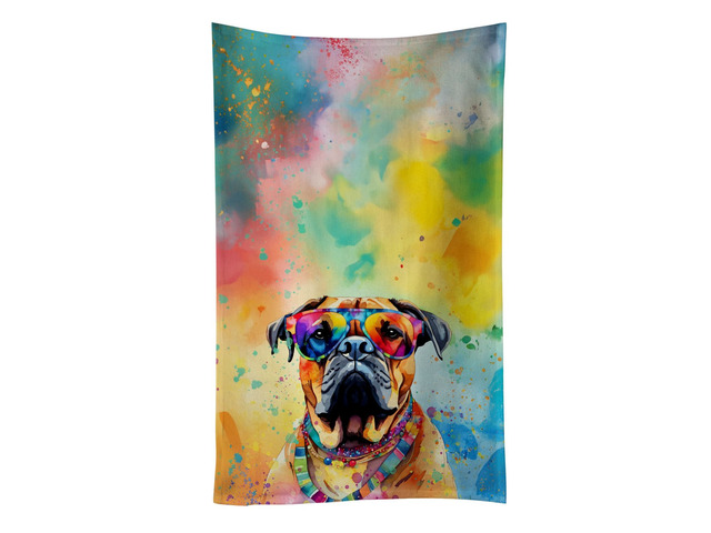 Bullmastiff Hippie Dawg Kitchen Towel Dish Cloths Guest Hand Towel Decorative Bathroom Towel for Face,Tea, Dishcloth, Kitchen and Bath
