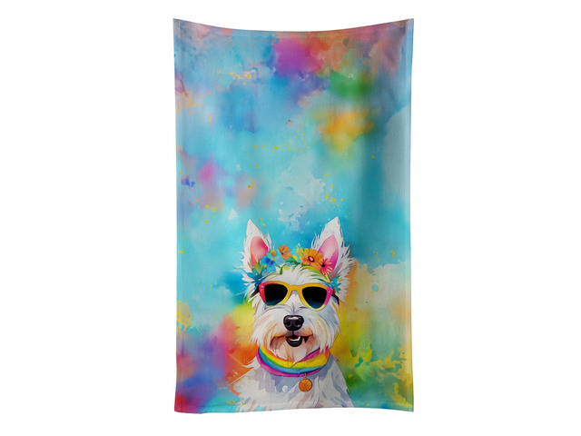 Westie Hippie Dawg Kitchen Towel Dish Cloths Guest Hand Towel Decorative Bathroom Towel for Face,Tea, Dishcloth, Kitchen and Bath