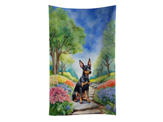 Manchester Terrier Spring Path Kitchen Towel Dish Cloths Guest Hand Towel Decorative Bathroom Towel for Face,Tea, Dishcloth, Kitchen and Bath