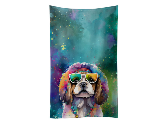 Shih Tzu Hippie Dawg Kitchen Towel Dish Cloths Guest Hand Towel Decorative Bathroom Towel for Face,Tea, Dishcloth, Kitchen and Bath