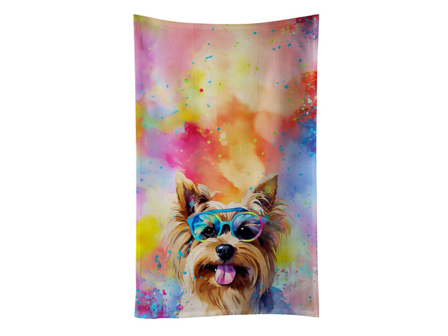 Yorkshire Terrier Hippie Dawg Kitchen Towel Dish Cloths Guest Hand Towel Decorative Bathroom Towel for Face,Tea, Dishcloth, Kitchen and Bath