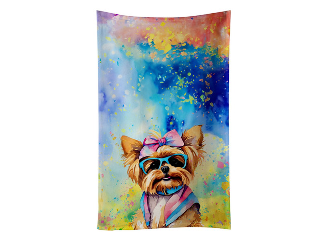 Yorkshire Terrier Hippie Dawg Kitchen Towel Dish Cloths Guest Hand Towel Decorative Bathroom Towel for Face,Tea, Dishcloth, Kitchen and Bath