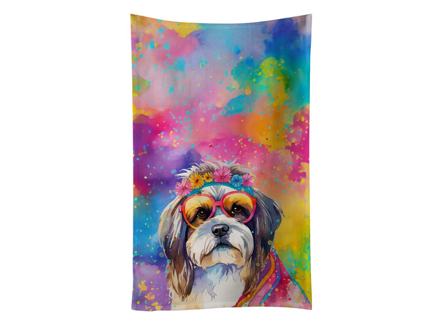 Shih Tzu Hippie Dawg Kitchen Towel Dish Cloths Guest Hand Towel Decorative Bathroom Towel for Face,Tea, Dishcloth, Kitchen and Bath