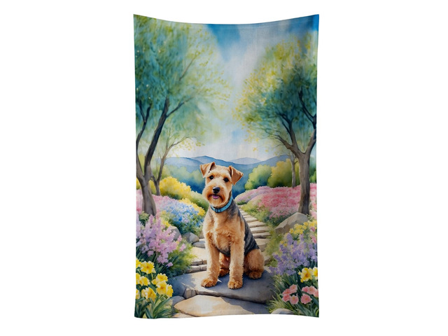 Lakeland Terrier Spring Path Kitchen Towel Dish Cloths Guest Hand Towel Decorative Bathroom Towel for Face,Tea, Dishcloth, Kitchen and Bath