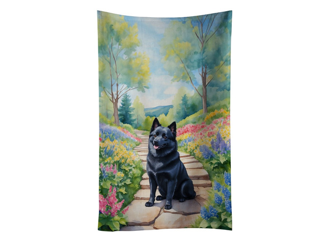 Schipperke Spring Path Kitchen Towel Dish Cloths Guest Hand Towel Decorative Bathroom Towel for Face,Tea, Dishcloth, Kitchen and Bath