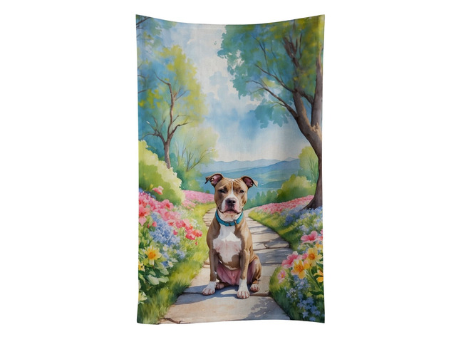 NEW Pit Bull Terrier Spring Path Kitchen Towel Dish Cloths Guest Hand Towel Decorative Bathroom Towel for Face,Tea, Dishcloth, Kitchen and Bath