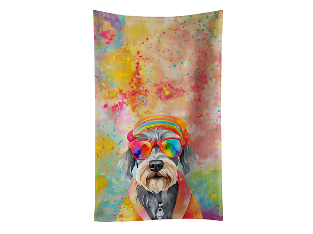 Schnauzer Hippie Dawg Kitchen Towel Dish Cloths Guest Hand Towel Decorative Bathroom Towel for Face,Tea, Dishcloth, Kitchen and Bath