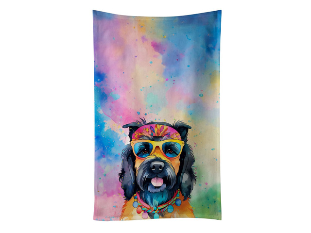 Scottish Terrier Hippie Dawg Kitchen Towel Dish Cloths Guest Hand Towel Decorative Bathroom Towel for Face,Tea, Dishcloth, Kitchen and Bath